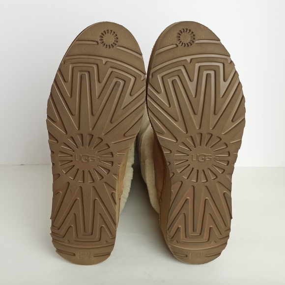 UGG Ariella Luxe Diamond Chestnut Suede Fur Cuff Boots 6 - Picture 10 of 11